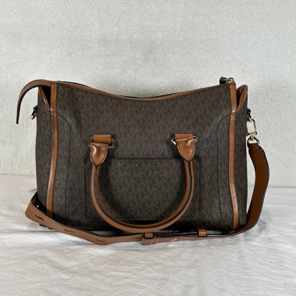 Michael Kors Brown Monogram Satchel Crossbody Bag Gold Hardware - Picture 4 of 16